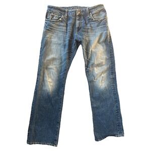 Mavi Jeans Mens 36x32 Josh Bootcut Distressed Western Faded Denim Jeans Low-Rise